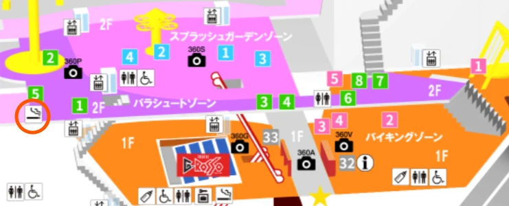 東京ドームシティアトラクションズエリア2階マップ