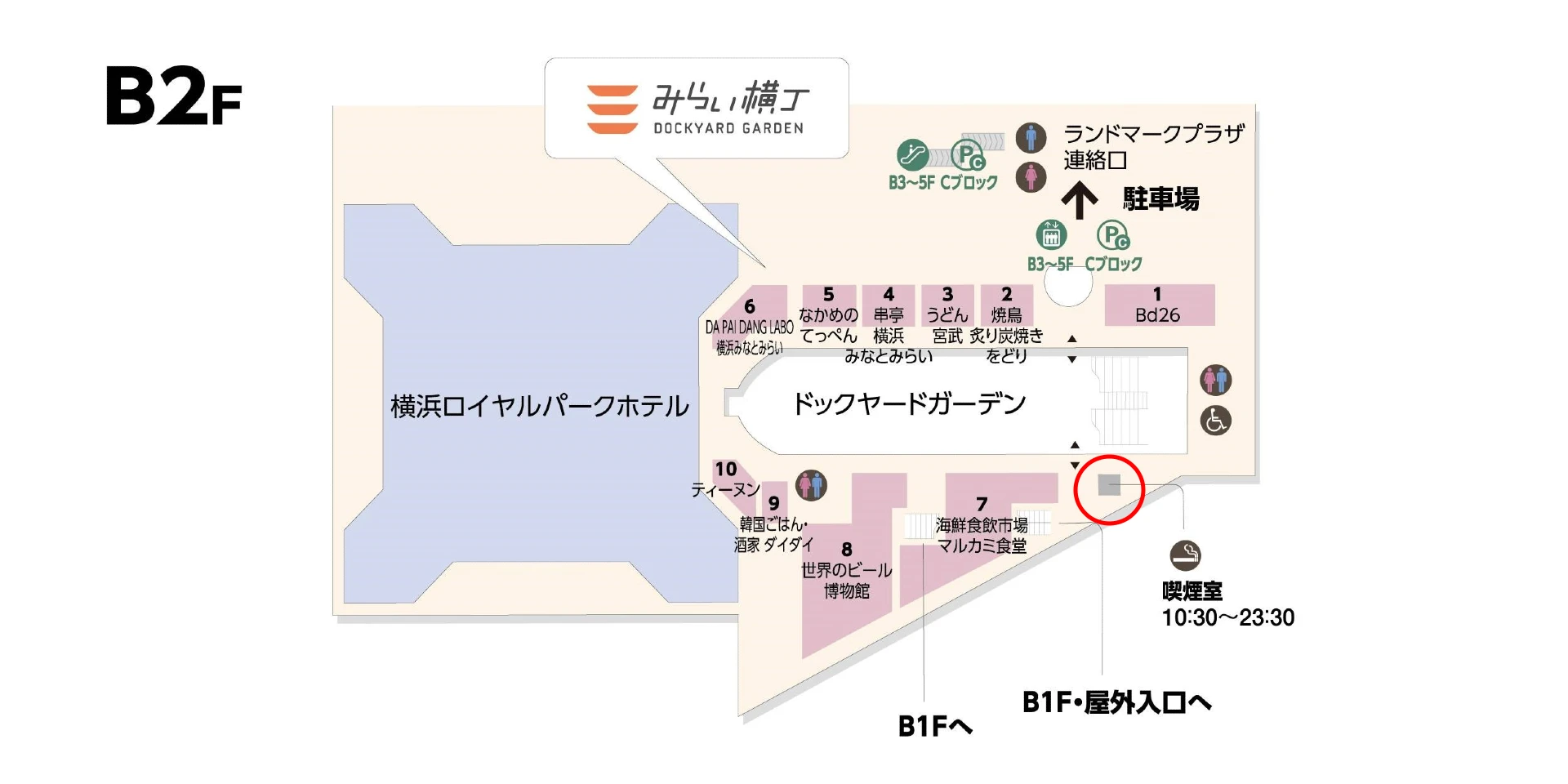 横浜ランドマークタワーB2Fフロアマップ