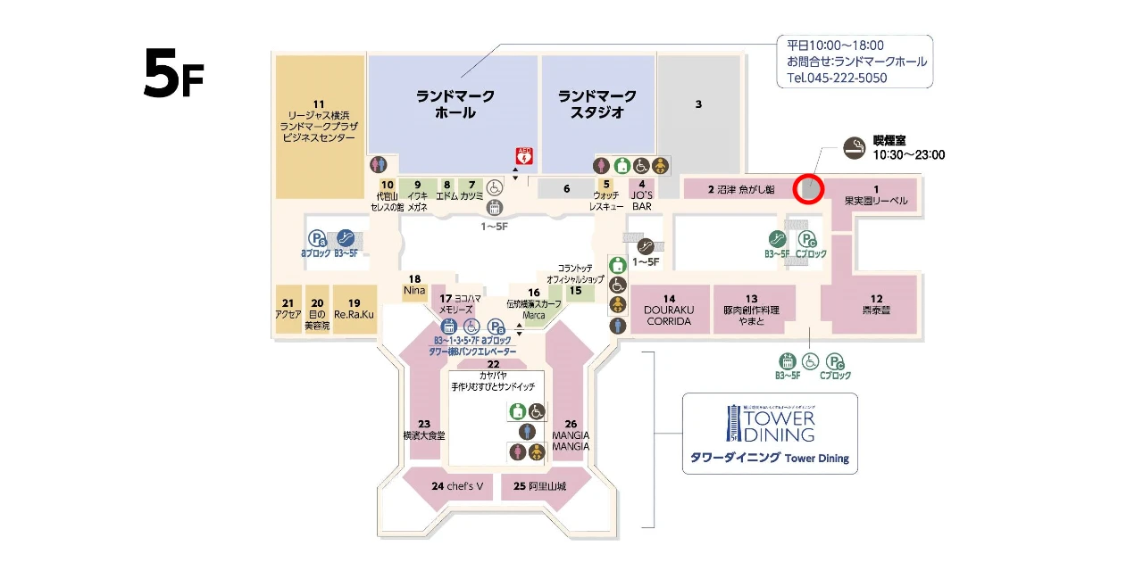 横浜ランドマークタワー5Fフロアマップ